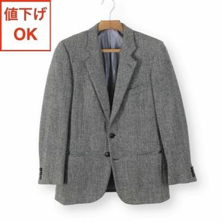 02【美品・訳アリ】ハリスツイード ジャケット A5 メンズ M ヘリンボーン柄