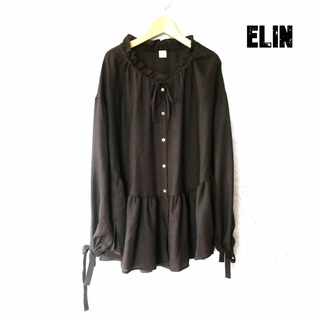 美品 ELIN フリル リボン ギャザー 長袖 オーバーサイズ シャツ ブラウス | フリマアプリ ラクマ