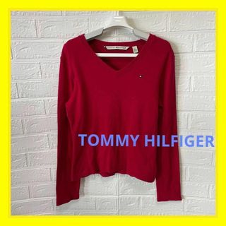 トミーヒルフィガー(TOMMY HILFIGER)の【値下げ】 TOMMY HILFIGER　　ロゴ刺繍 Vネック トレーナー(トレーナー/スウェット)