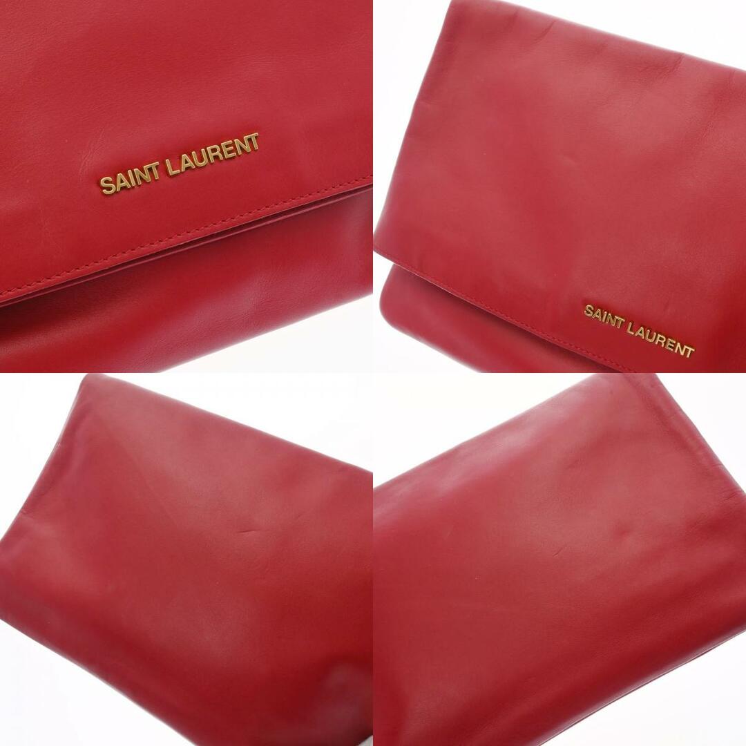 美品★SAINT LAURENT PARIS クラッチバッグ レザー レッド 赤