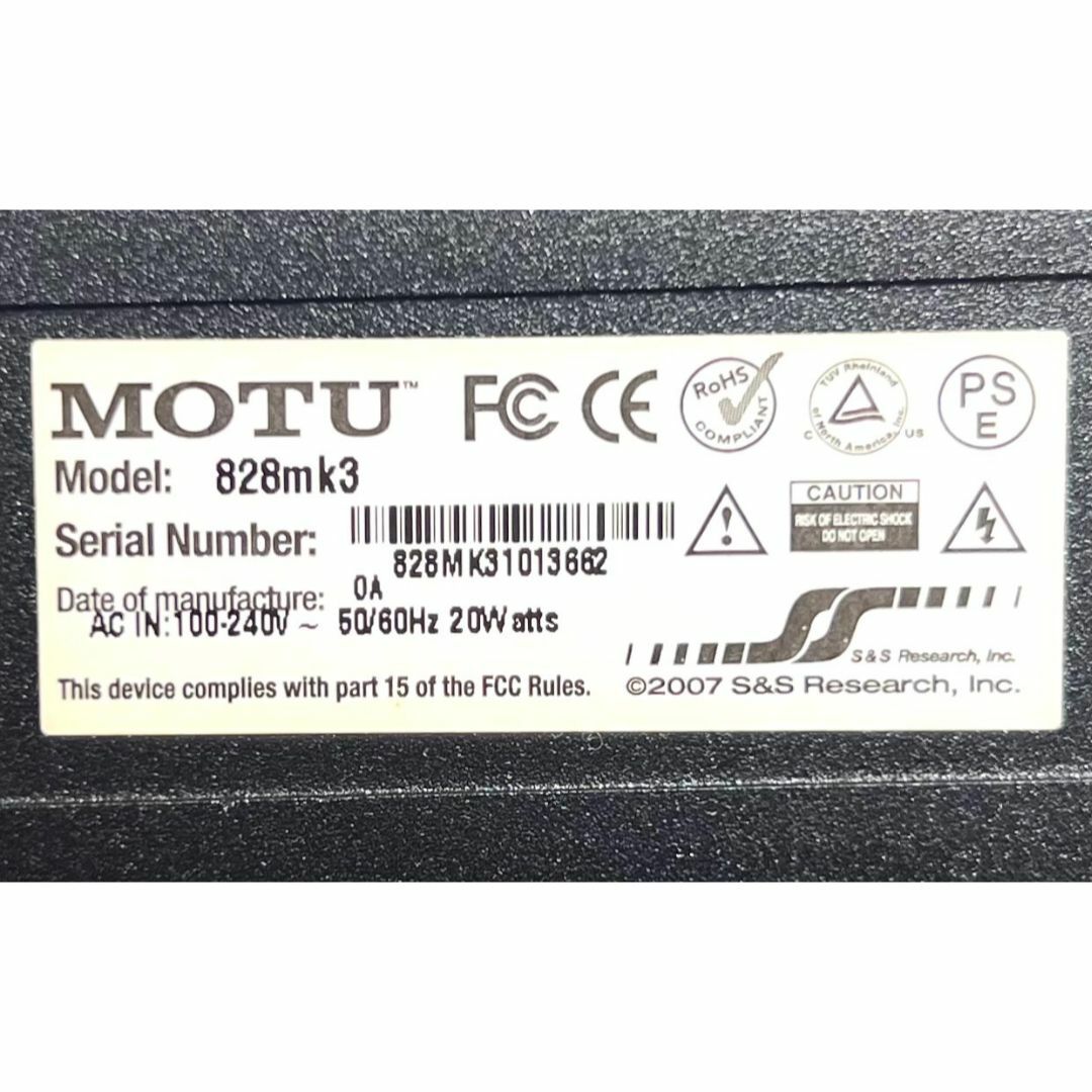 ☆送料無料 美品 MOTU 828mk3 オーディオ MIDIインターフェイス