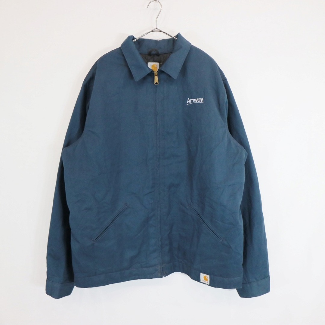 Carhartt カーハート ワークジャケット 裏地キルティング 防寒  防風  刺繍  ワーク ネイビー (メンズ XL)   N7523サイズ表記サイズXL肩幅