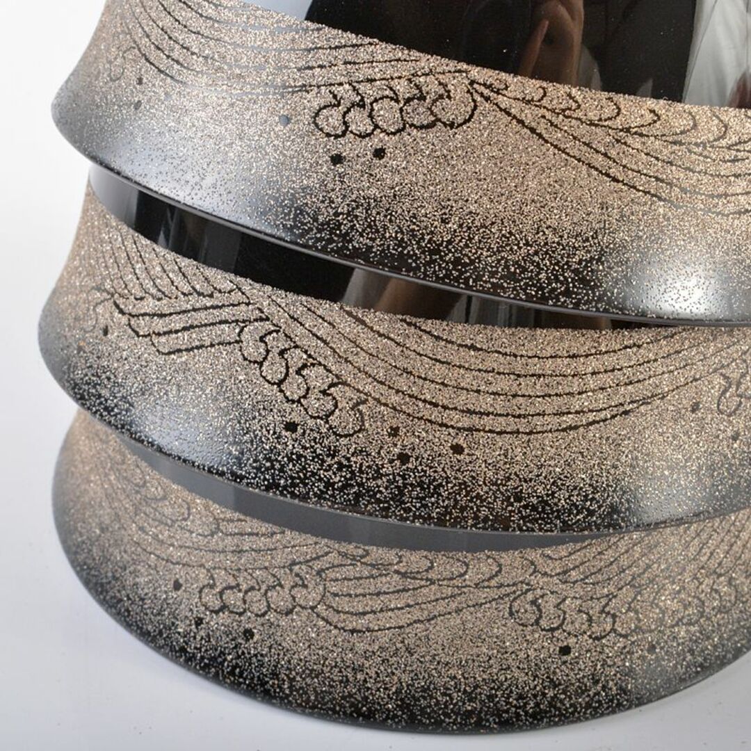 慶塚 蒔絵 手彫沈金 波に鳥沈金 輪島塗 漆器 丸盆 慶塚 蒔絵 手彫沈金 波に鳥沈金 輪島塗 漆器 丸盆