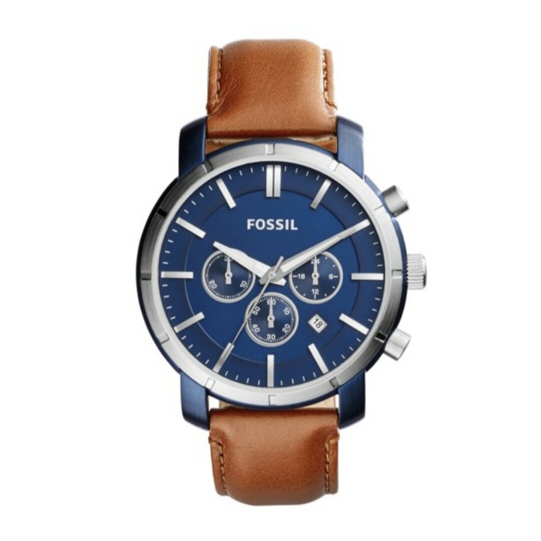 期間限定価格　フォッシル 腕時計  ブルー　ブラウン 46mm FOSSIL