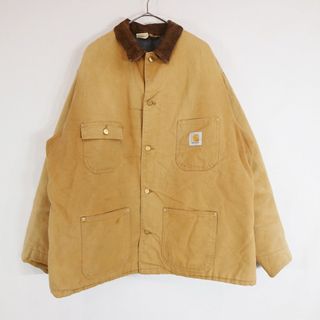 90年代 Carhartt カーハート ワークジャケット ダック生地 防寒 ワーク ブラウン (メンズ Mサイズ相当)   N7340