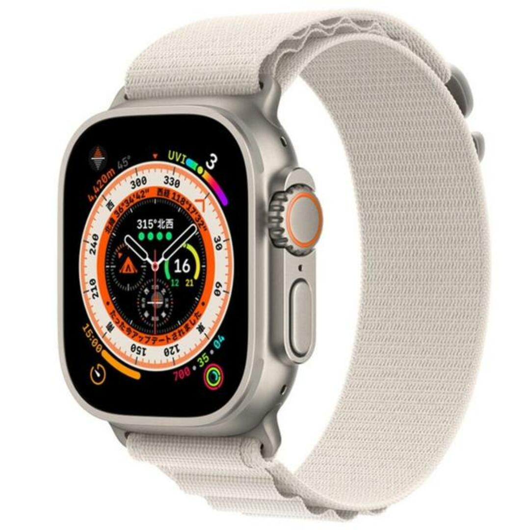 新品未開封 Apple Watch Ultra GPS+Cellular 49mm MQFR3J/A チタニウム スターライトループ M △ 解除済