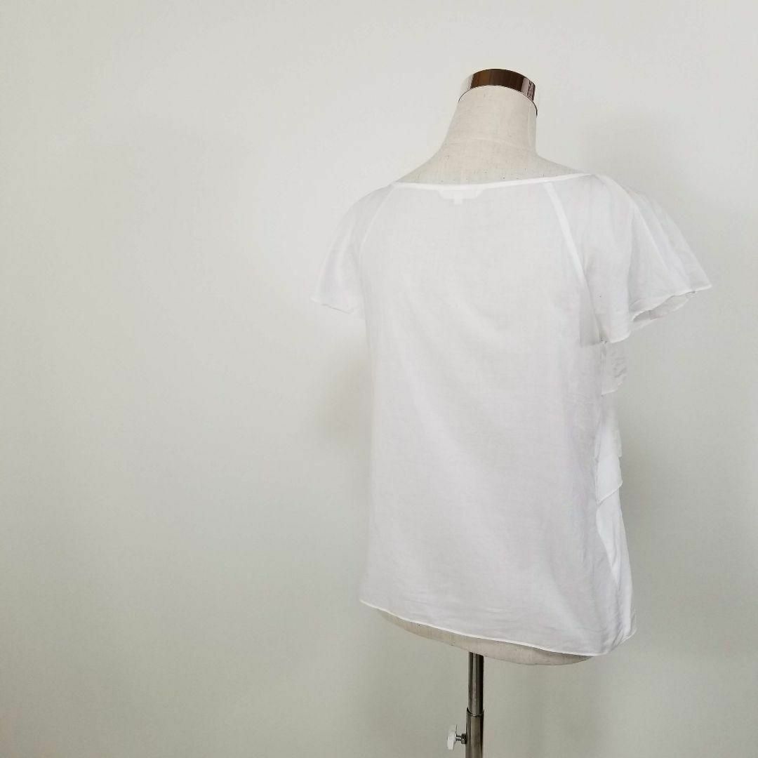 ANAYI(アナイ)のアナイANAYIフレアスリーブティアードギャザーブラウス白38サイズM半袖シアー レディースのトップス(シャツ/ブラウス(半袖/袖なし))の商品写真
