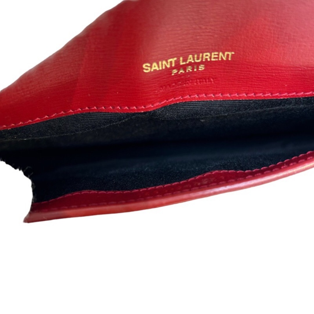 サンローラン SAINT LAURENT フォンホルダー 6350950 レッド カーフ レディース ショルダーバッグ