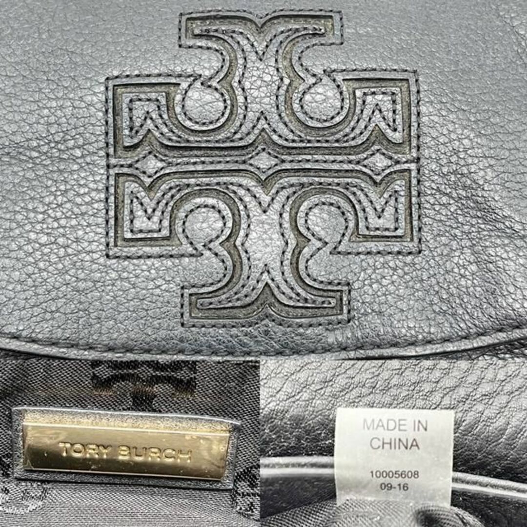 トリーバーチ ポシェット ダブルT チェーンショルダー 斜め掛け レザー 黒