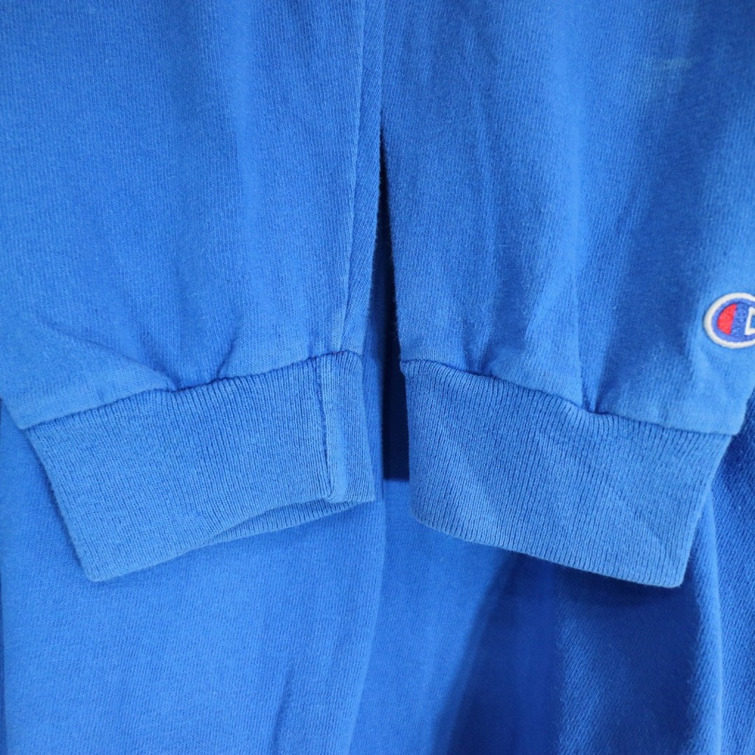Champion(チャンピオン)のSALE/ 90年代 USA製 Champion チャンピオン スリーブロゴプリント 長袖Ｔシャツ アメカジ クルーネック ブルー (メンズ XL)  N7674 メンズのトップス(Tシャツ/カットソー(七分/長袖))の商品写真