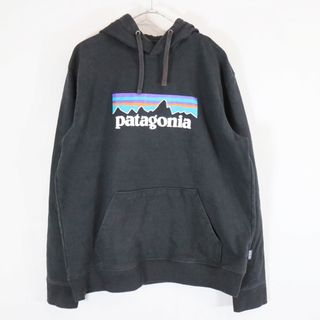 パタゴニア(patagonia)のSALE/ patagonia パタゴニア ロゴプリント パーカー アウトドア ブラック (メンズ L) 中古 古着 N7690(パーカー)