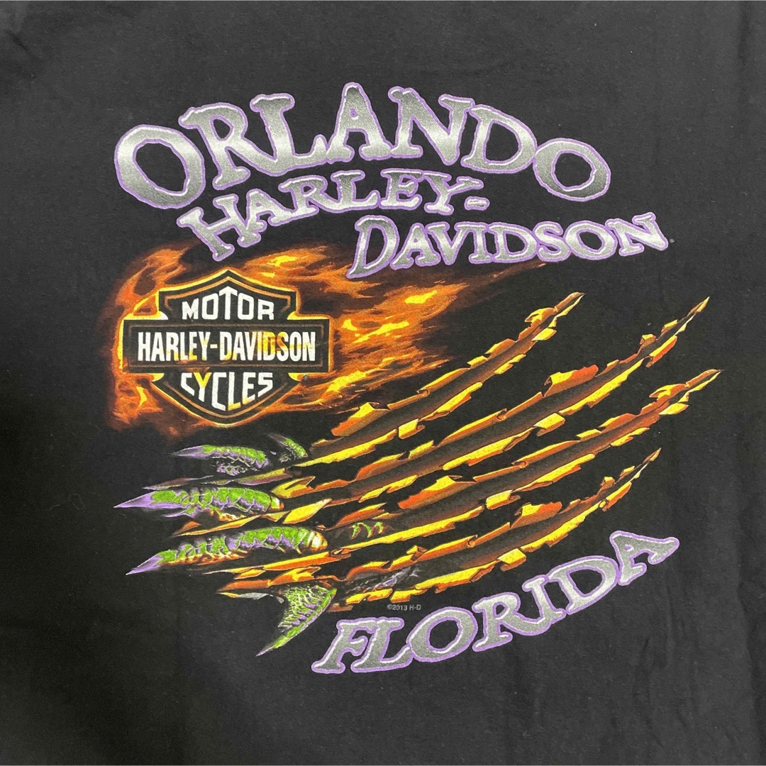 Harley Davidson(ハーレーダビッドソン)のHarley-Davidson 00s Y2K クロコダイル フレイム Tシャツ メンズのトップス(Tシャツ/カットソー(半袖/袖なし))の商品写真