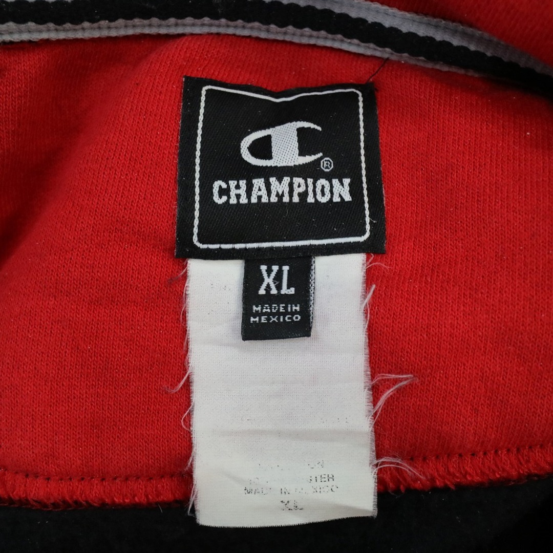 SALE/ Champion チャンピオン 英文字プリント パーカー 企業系  ブラック (メンズ XL)   N7759