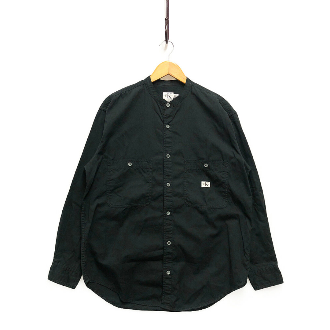 CALVIN KLEIN JEANS カルバンクラインジーンズ 90S バンドカラーシャツ 長袖 黒 サイズM 正規品 / B4270