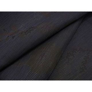平和屋野田店■本場染大島紬 流水群鶴草花文 逸品 n-fw2918