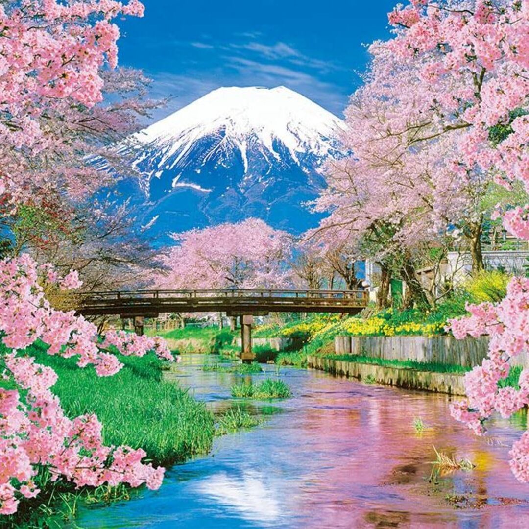 【日本製】 ビバリー 300ピースジグソーパズル 富士と春のせせらぎ(26×38