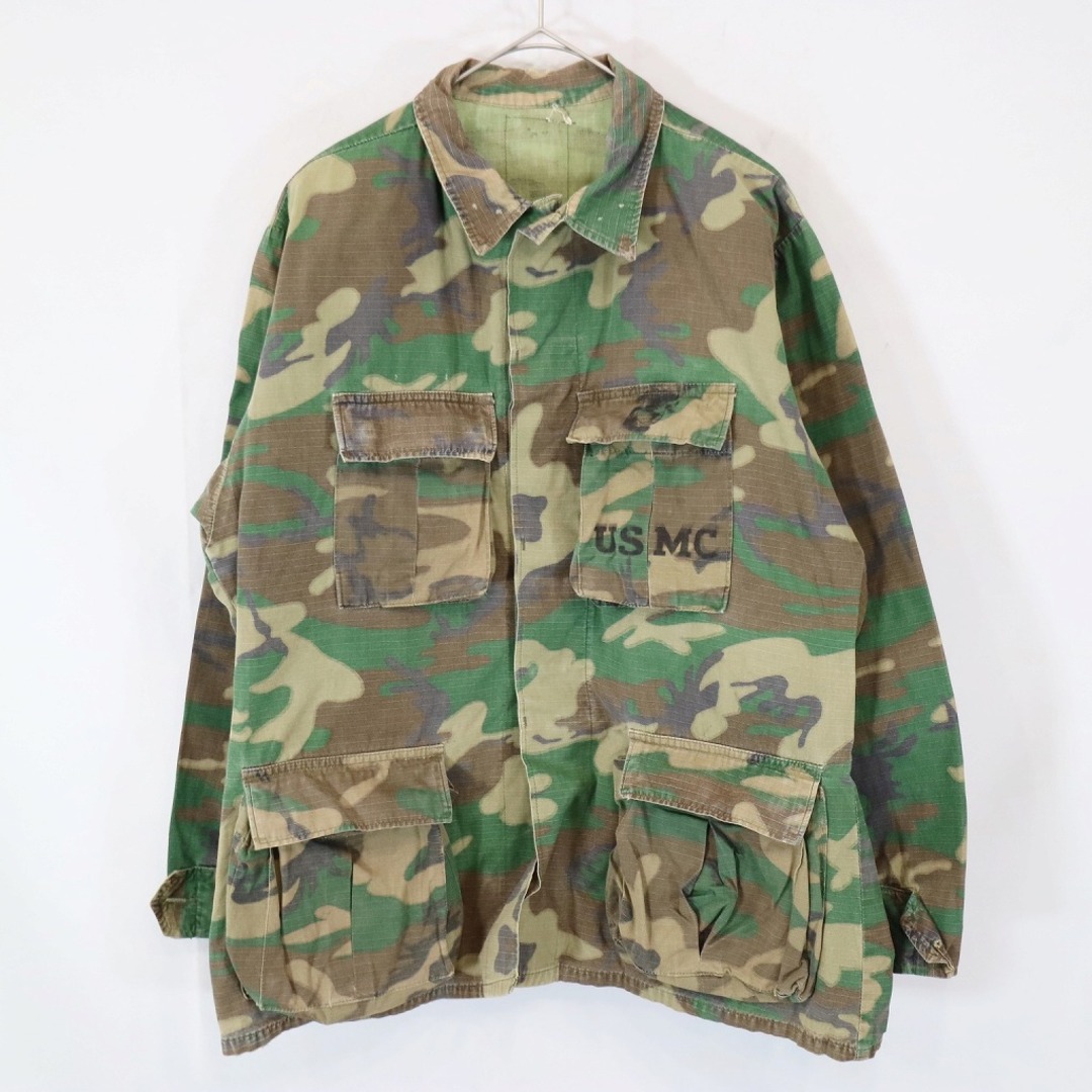 SALE/ 米軍実物 U.S.ARMY USMC BDUシャツジャケット ミリタリー 戦闘服 ウッドランドカモ (メンズ XL相当)   N7942