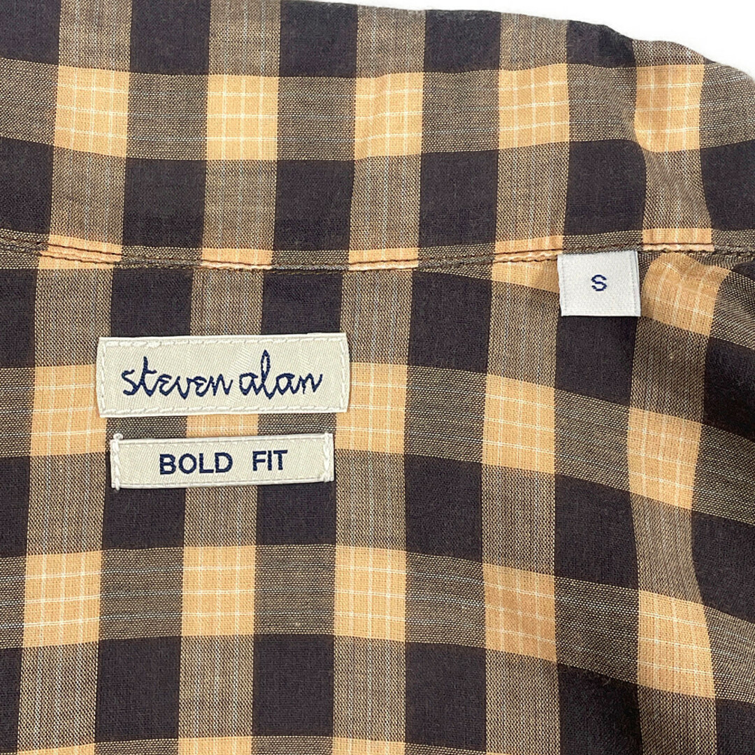 STEVEN ALAN スティーブンアラン チェック BOLD FIT 半袖 シャツ 薄手 ベージュ系 サイズS 正規品 / B4257