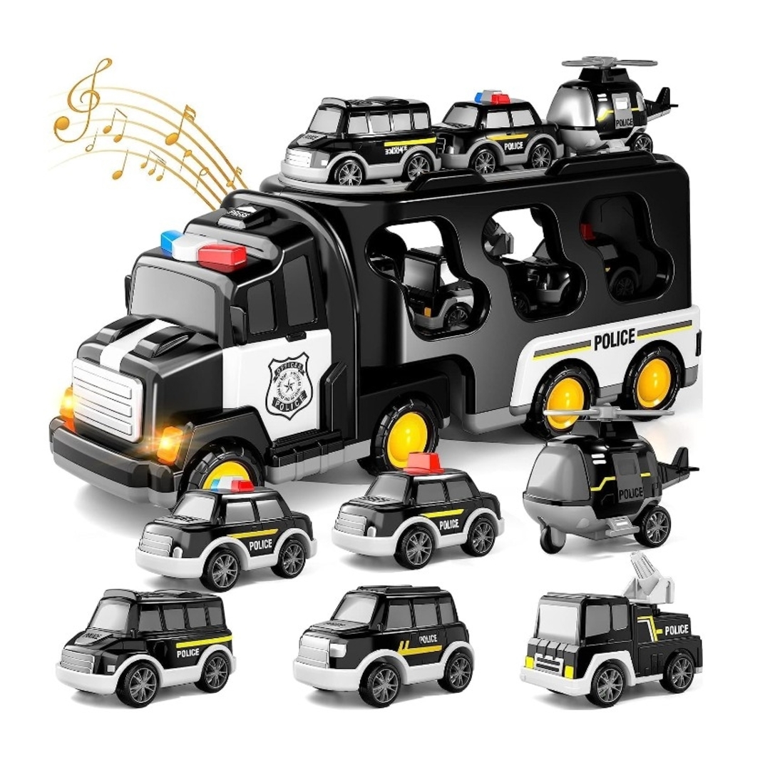 車 おもちゃ パトカー 男の子 ブラック 警察 7台セット