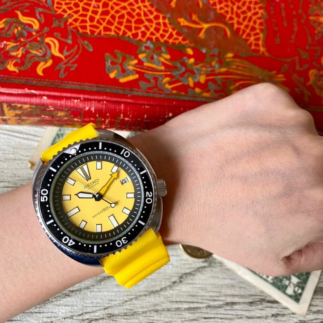 SEIKO(セイコー)の【存在感】セイコー メンズ腕時計 イエロー カスタム 自動巻き ヴィンテージ メンズの時計(腕時計(アナログ))の商品写真