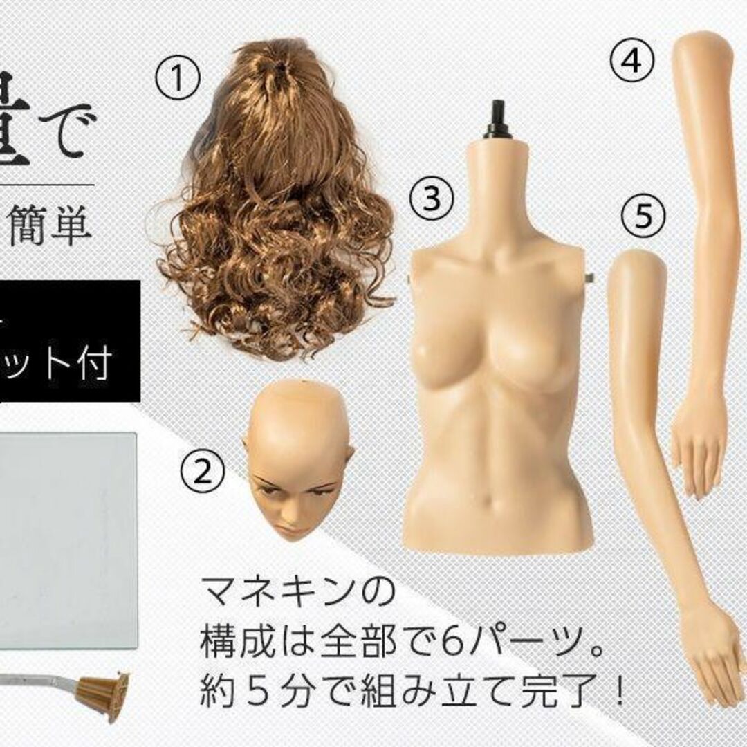 1749z等身大 マネキン 女性175cm カツラ&スタンド付き ディスプレイ