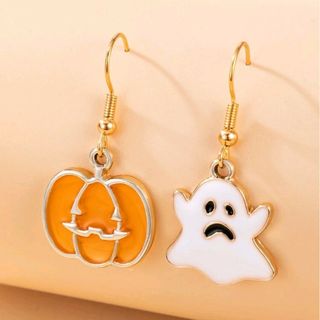 ハロウィーン☆カボチャとオバケのドロップピアス(ピアス)