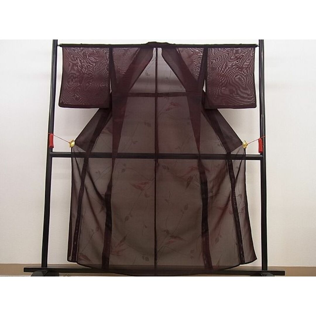 平和屋野田店■夏物 小紋 草花文 黒地 逸品 n-gh2858