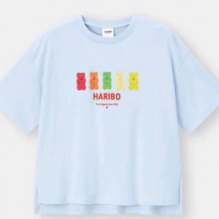 ジーユー(GU)の新品 GU ハリボー グミ T 半袖 水色 S レディース(Tシャツ(半袖/袖なし))