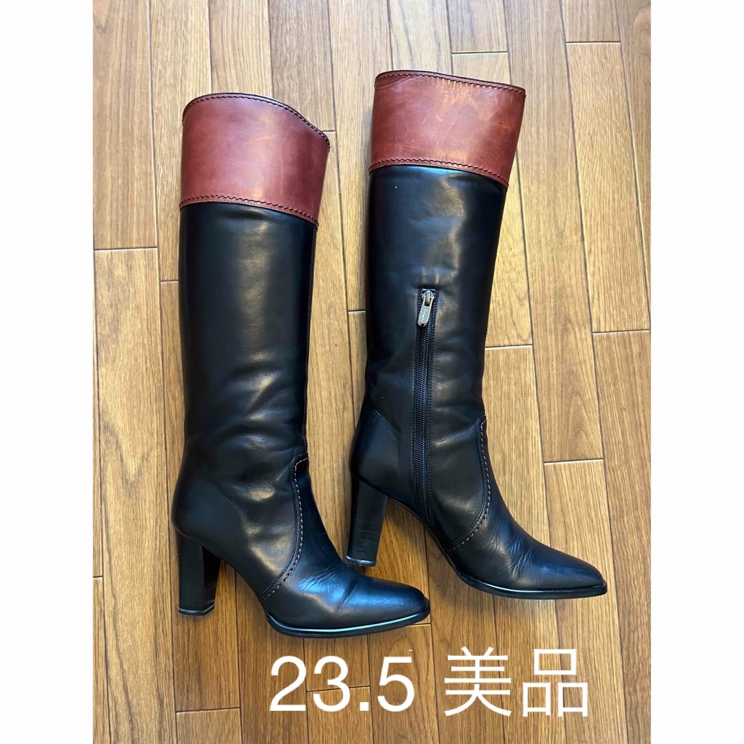 〈極美品〉GINZA Kanematsu【24cm】バックジップ ロングブーツ