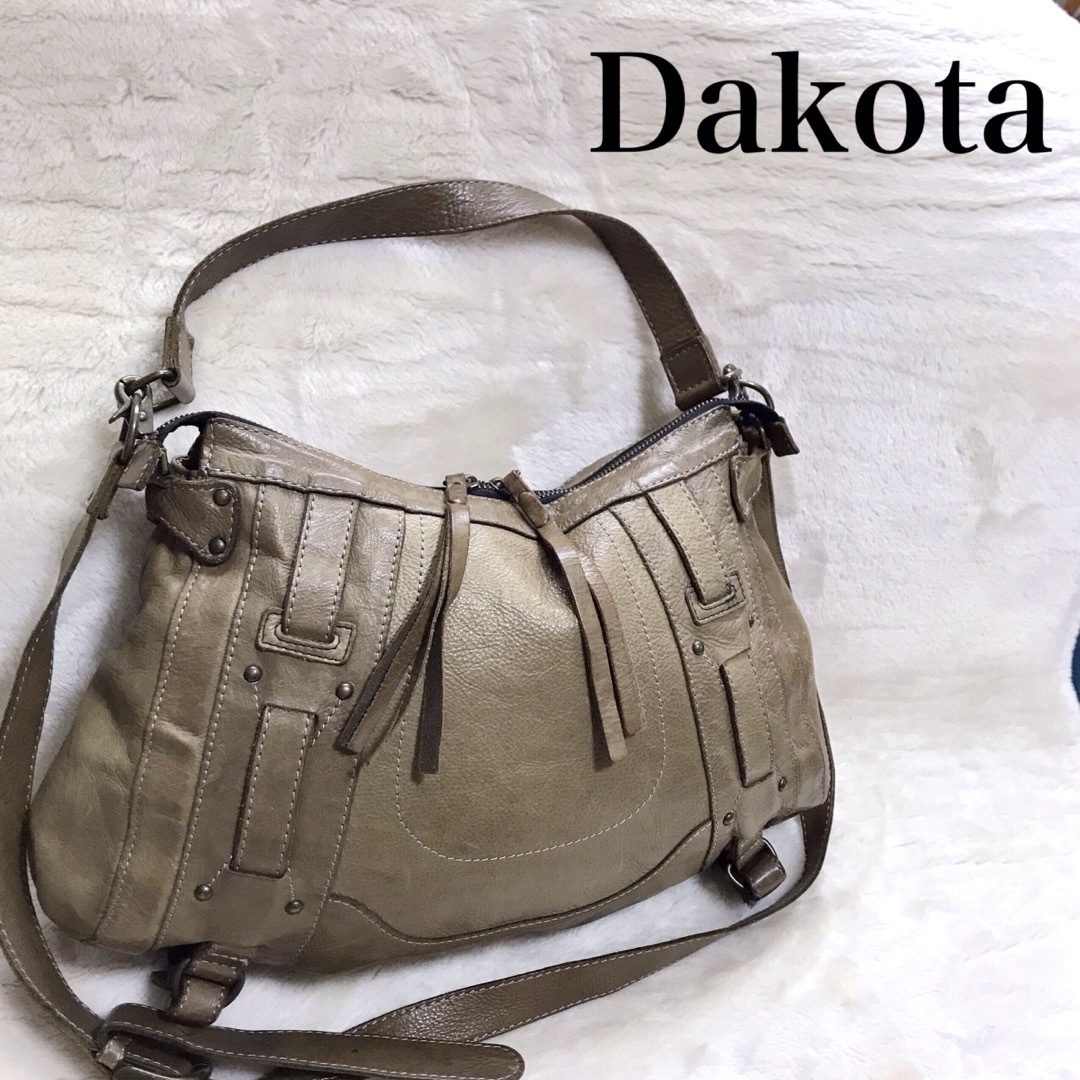 美品 Dakota 2way ショルダーバッグ ハンドバッグ カーキー レザー