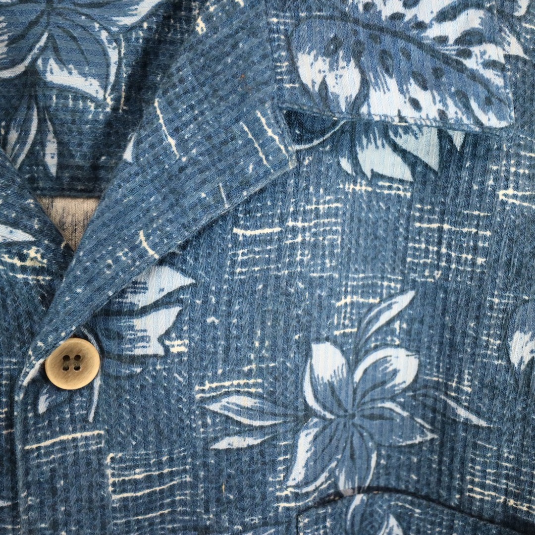 SALE/ Op オーシャンパシフィック 開襟 アロハ 半袖シャツ 花柄 ブルー (メンズ L相当)   N8368 6