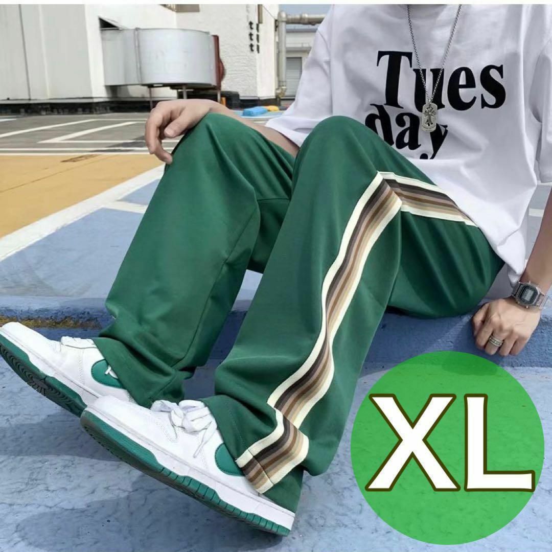 XL サイドライン　ジャージ　トラックパンツ　ワイドパンツ　　緑