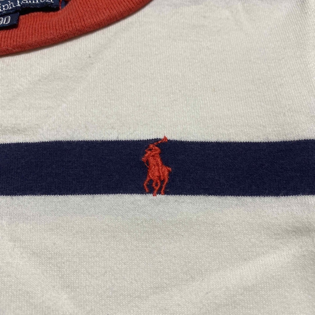 POLO RALPH LAUREN(ポロラルフローレン)のポロラルフローレン　ロゴ刺繍入りボーダーTシャツ　カットソー　90cm ネイビー キッズ/ベビー/マタニティのキッズ服男の子用(90cm~)(Tシャツ/カットソー)の商品写真