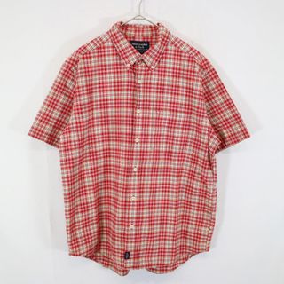 Abercrombie & Fitch アバクロンビーアンドフィッチ チェック柄 半袖シャツ ボタンダウン レッド (メンズ L) 中古 古着 N8388(シャツ)