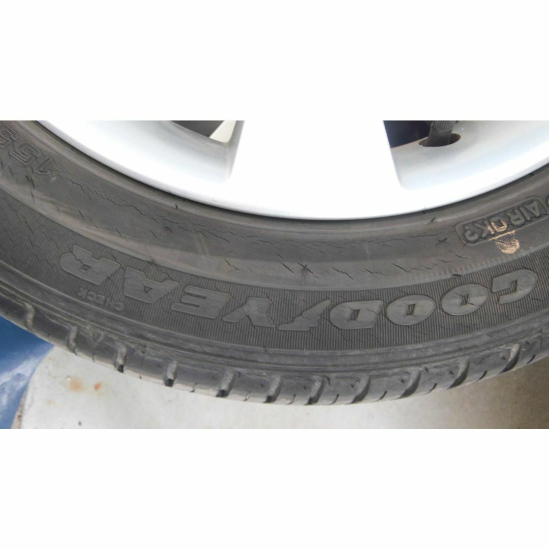 ☆タイヤ付スズキ 純正ホイール 155/65Ｒ14　ホイールはキズ少ないです 自動車/バイクの自動車(タイヤ・ホイールセット)の商品写真