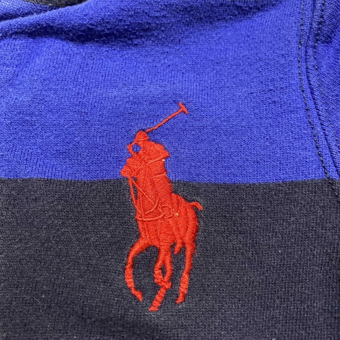 Ralph Lauren(ラルフローレン)のラルフローレン　刺繍ロゴ入りアウター　フーディー　フード付パーカー　厚手ボーダー キッズ/ベビー/マタニティのベビー服(~85cm)(ジャケット/コート)の商品写真