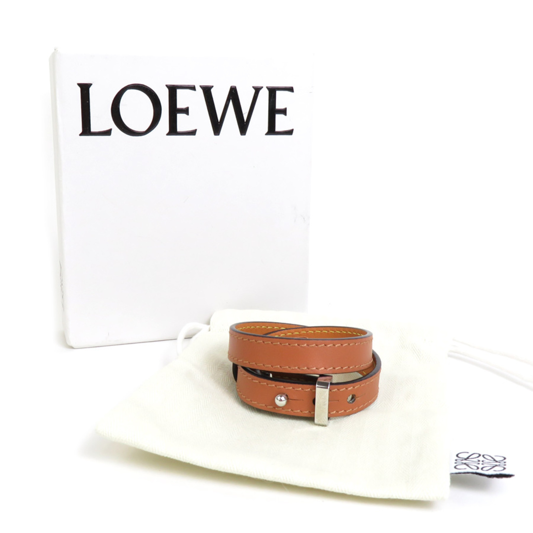 ロエベ LOEWE ブレスレット レザー/メタル ブラウン/シルバー ユニ ...