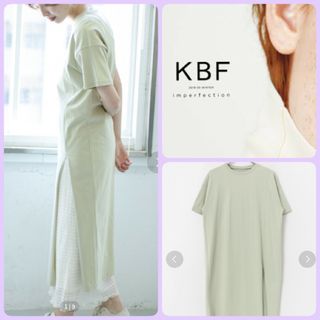 ケービーエフ(KBF)の♡KBF ロングスリットティシャツワンピース半袖ミントグリーン緑UVカットきれい(ロングワンピース/マキシワンピース)