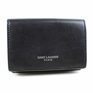 サンローラン(Saint Laurent)のサンローラン ミニ財布　三つ折り財布　ブラック　黒　r246　【中古】(財布)