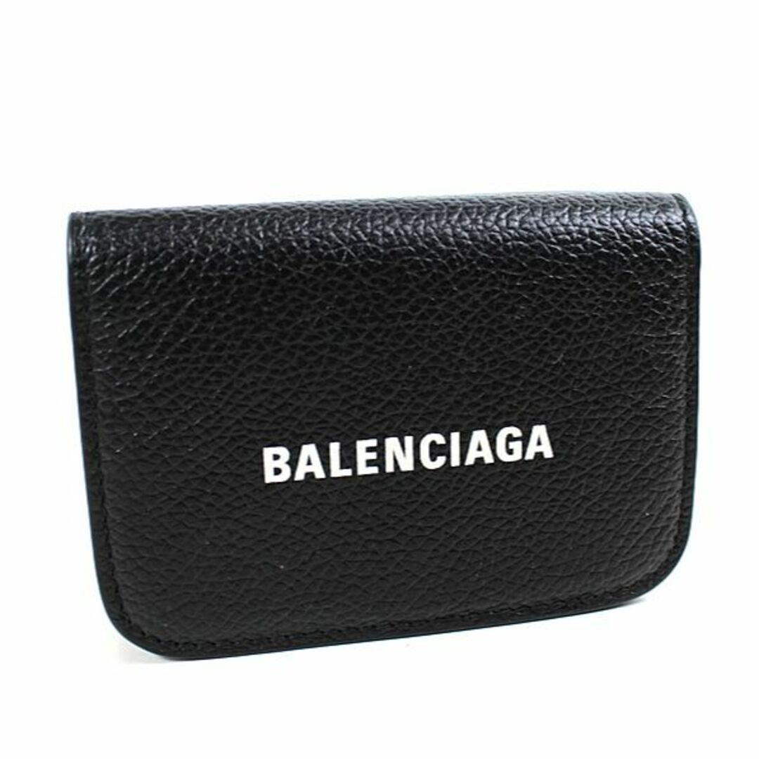 バレンシアガ ミニ財布 財布 三つ折り財布 黒 ペーパーミニウォレット