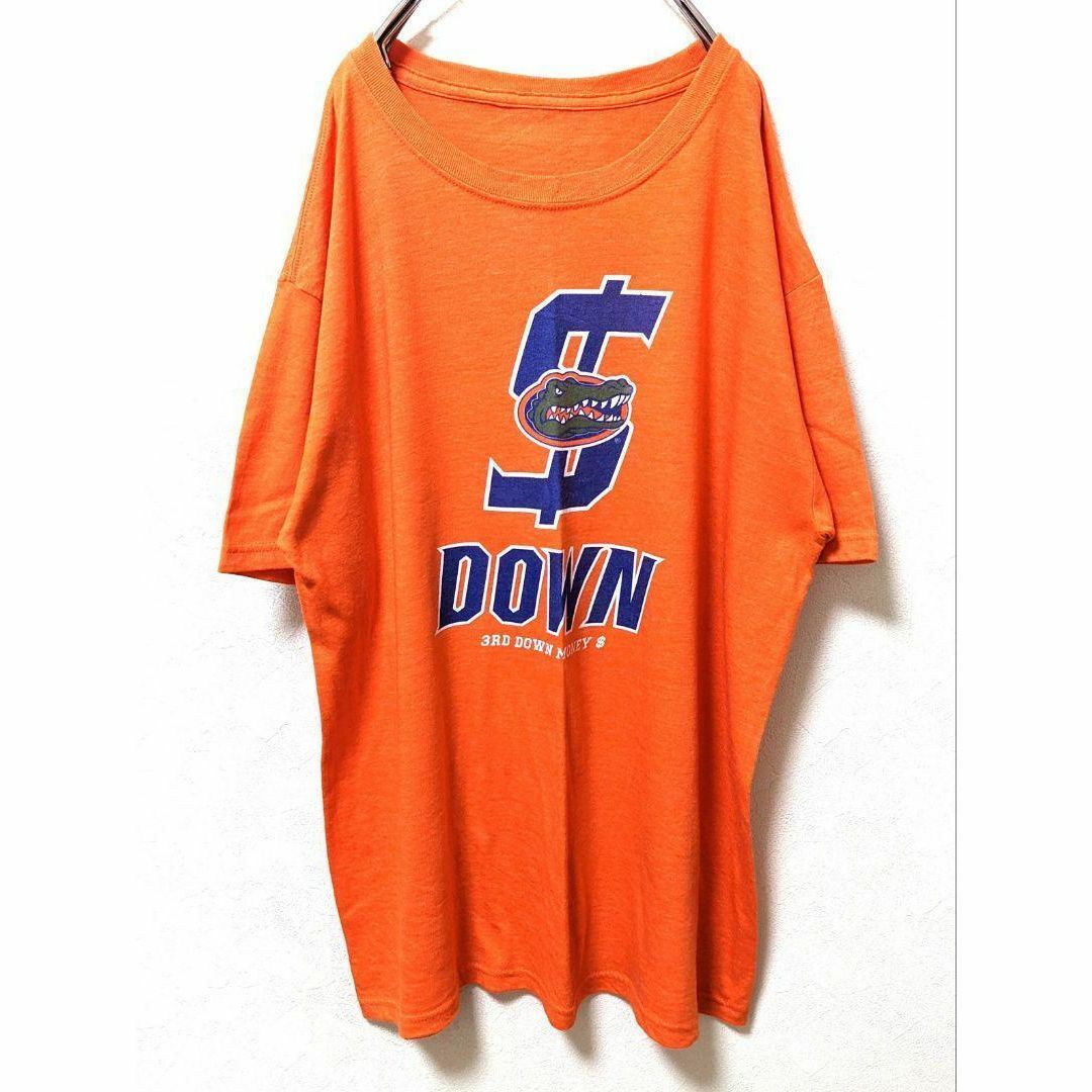 フロリダゲイターズ ロゴ Tシャツ オレンジ だいだい色 XL 古着 メンズのトップス(Tシャツ/カットソー(半袖/袖なし))の商品写真