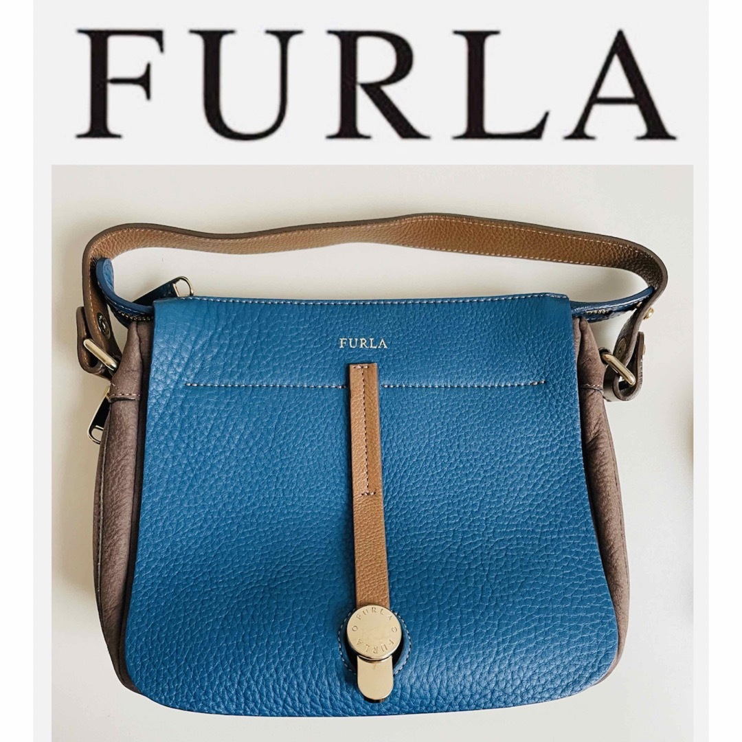 Furla - フルラ 秋冬 ショルダーバッグ バイカラー ブルー ブラウンの+