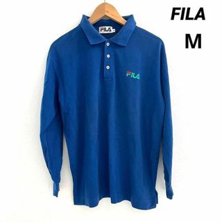 フィラ(FILA)のFILA フィラ 古着 ラガーシャツ メンズ ロゴ刺繍 英字文字 ブルー M(Tシャツ/カットソー(七分/長袖))