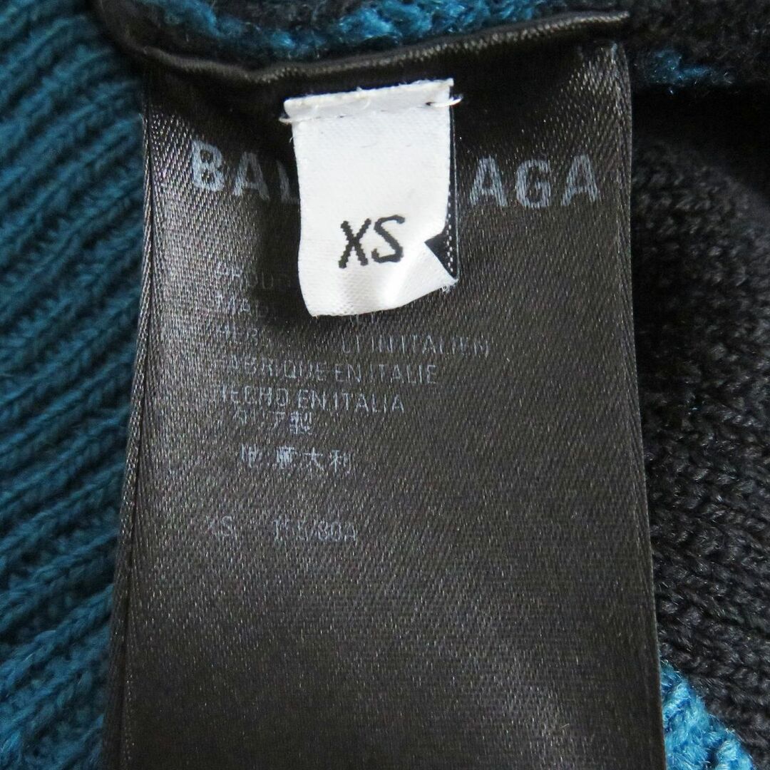 美品□21AW BALENCIAGA/バレンシアガ 657520 ジャガード ロゴ総柄 ウール 長袖ニット/セーター ブルー系 XS イタリア製 正規品 メンズ 4