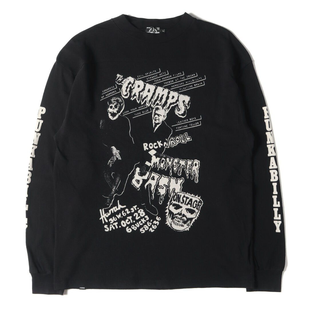 HYSTERIC GLAMOUR ヒステリックグラマー Tシャツ サイズ:L THE CRAMPS グラフィック ロングスリーブ Tシャツ THE CRAMPS/ROCK N ROLL BASH 02183CL11 18AW トップス 長袖 カットソー ロンT ブラック 黒 日本製 【メンズ】