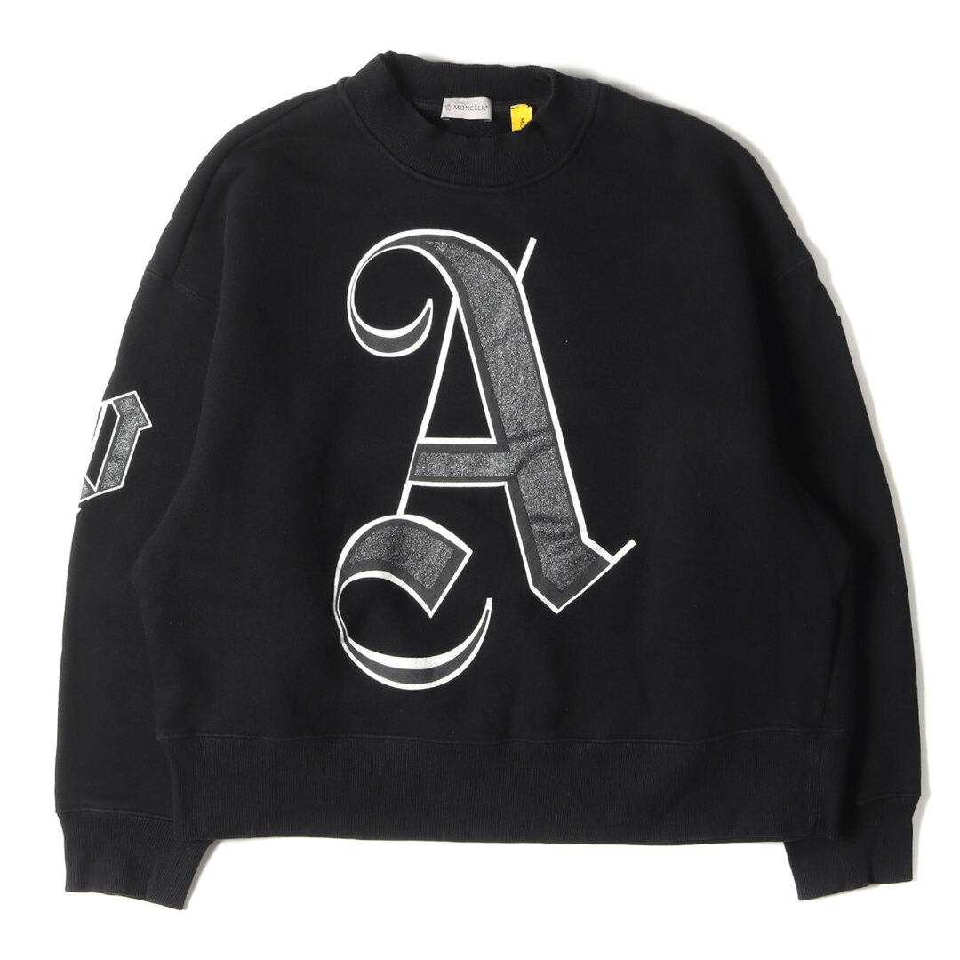 MONCLER モンクレール スウェット サイズ:S 22AW Palm Angels グリッター ラメ PA ロゴ スタンドネック スウェットシャツ SWEATSHIRT H209L8G00006 M2513 トップス トレーナー プルオーバー 裏毛 ブラック 黒 イタリア製 【メンズ】