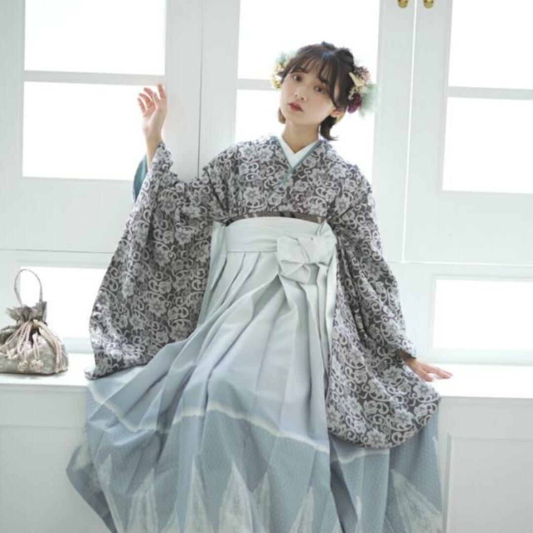 ニコアンティーク 2尺袖着物 袴 2点セット 袴91cm(身長153-158cm) 袴