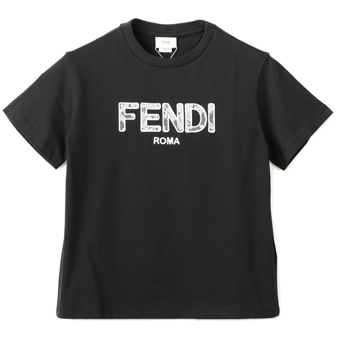 41cm胴囲フェンディ FENDI 【大人もOK】キッズ Tシャツ FENDI ROMA レースロゴ クルーネック 半袖シャツ 2023年秋冬新作 JFI306 7AJ F0GME