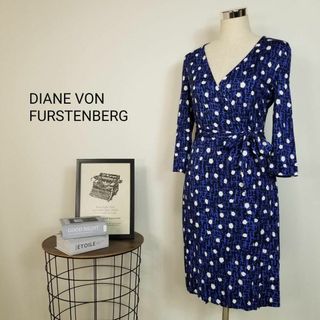 ダイアンフォンファステンバーグ(DIANE von FURSTENBERG)の新品未使用ダイアンフォンファステンバーグUA別注シルクカシュクールワンピースS青(ロングワンピース/マキシワンピース)