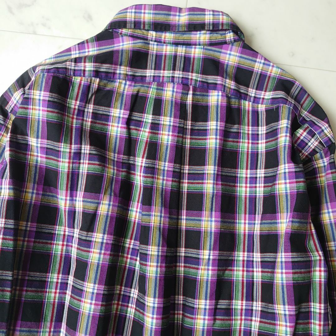 ラルフローレン　ストライプ　オックスフォードシャツ　ポニー刺繡　紫×白
